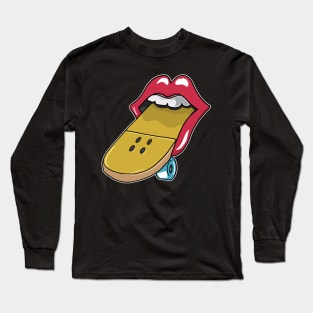 Glossy red lips skateboard tongue Skateboarding Long Sleeve T-Shirt